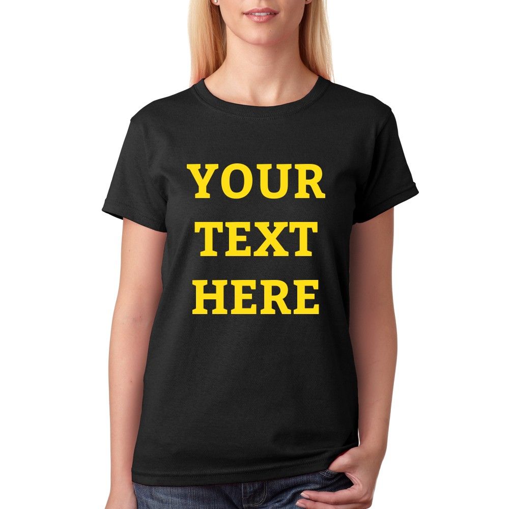 Twinkle Hands - Personalised Woman Black T-Shirt - Yellow