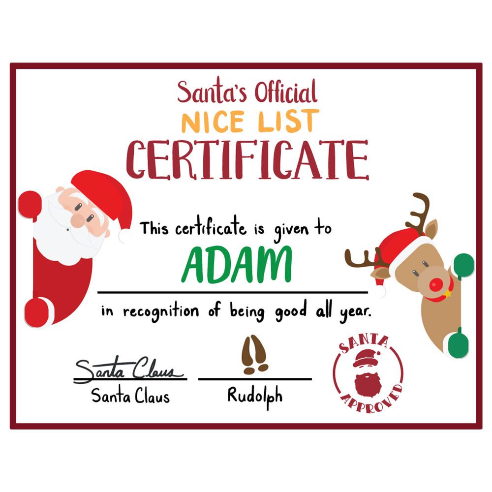 Twinkle Hands - Santa's Nice List Certificate 2 - Christmas