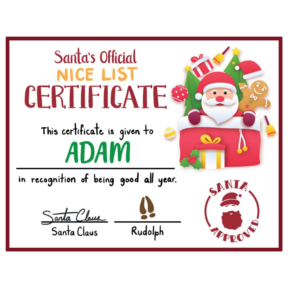 Twinkle Hands - Santa's Nice List Certificate 3 - Christmas