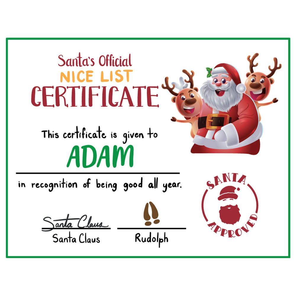 Twinkle Hands - Santa's Nice List Certificate 4 - Christmas