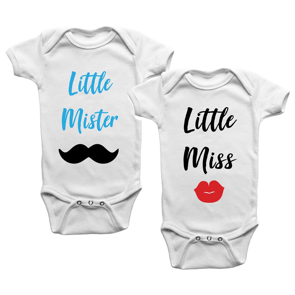 Limited Edition Little Mister Little Miss 2pcs Twins Onesies