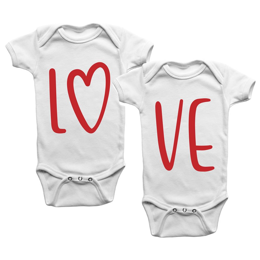 Limited Edition - Love 2pcs Twins Onesies Bodysuit