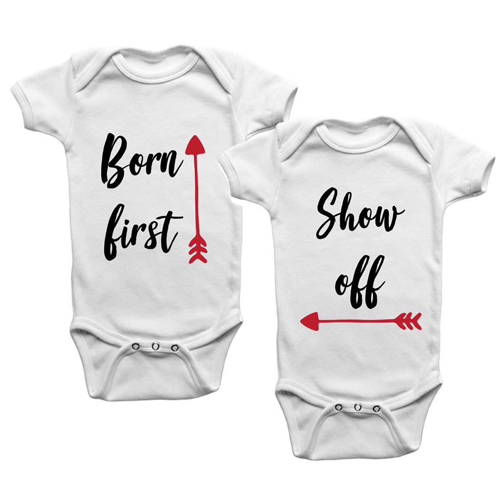 Limited Edition - Born First Show Off 2pcs Twins Onesies