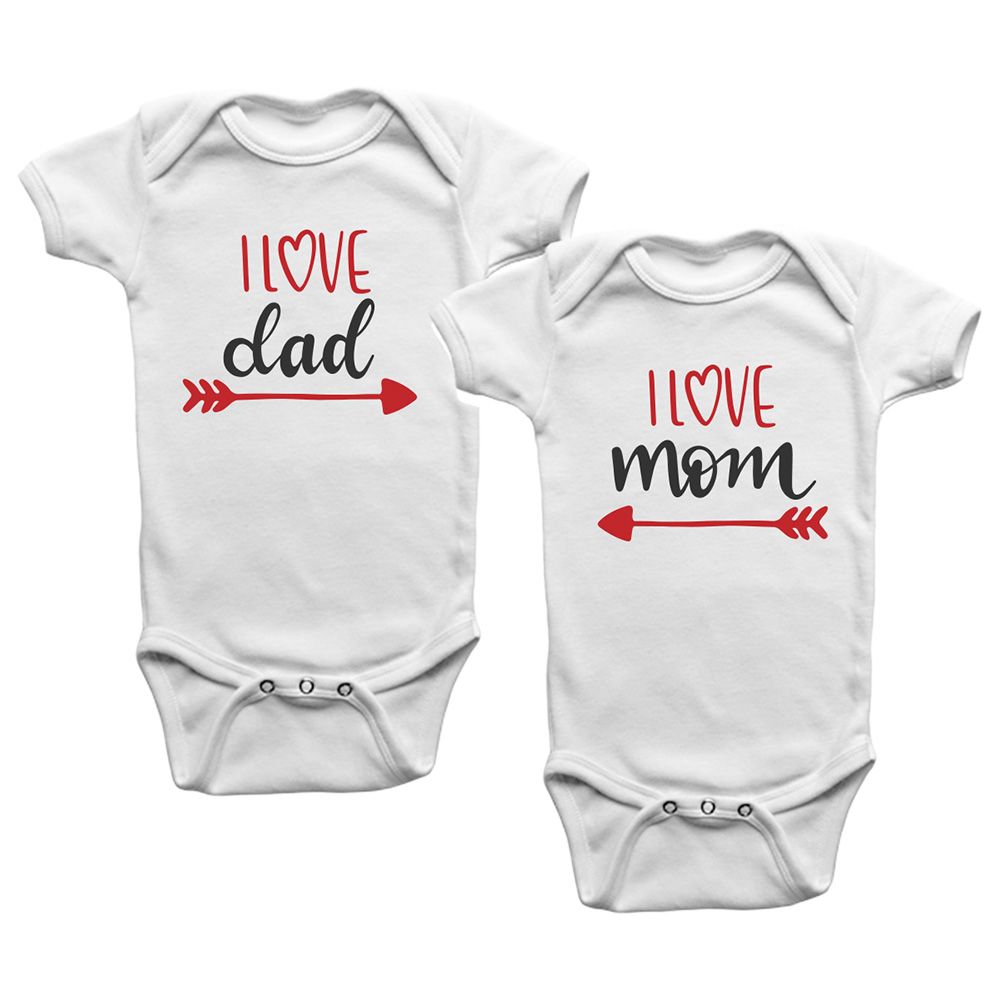 Limited Edition - I Love Mom I Love Dad 2pcs Twins Onesies