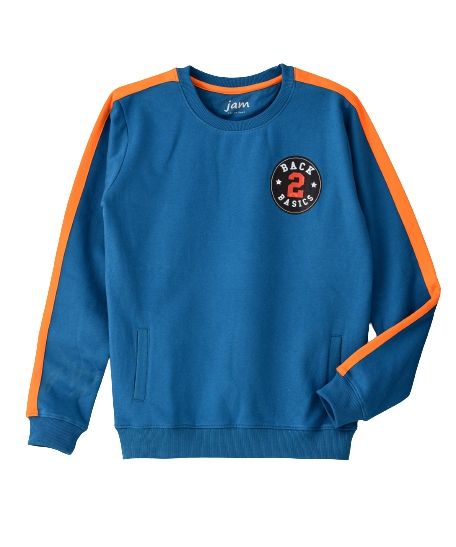 Jam - Printed Round Neck Sweat Top - Blue