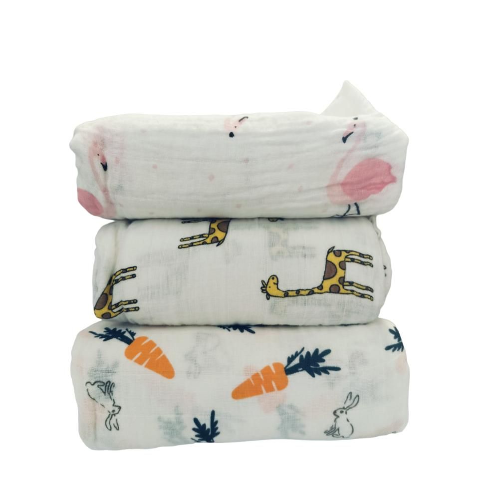 Pixie - Muslin Blankets For Newborn Baby - Pack of 3