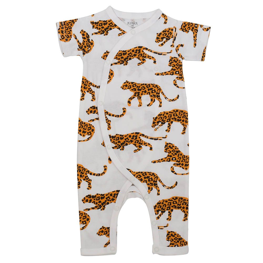 Kyara - Organic Cotton Arabian Leopard Print Romper - White