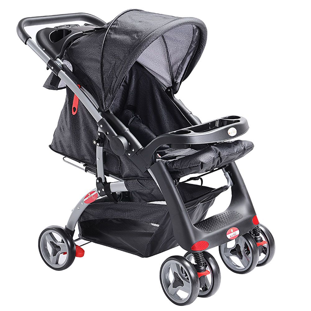 Baby Plus - Stroller Cum Pram - Grey & Black