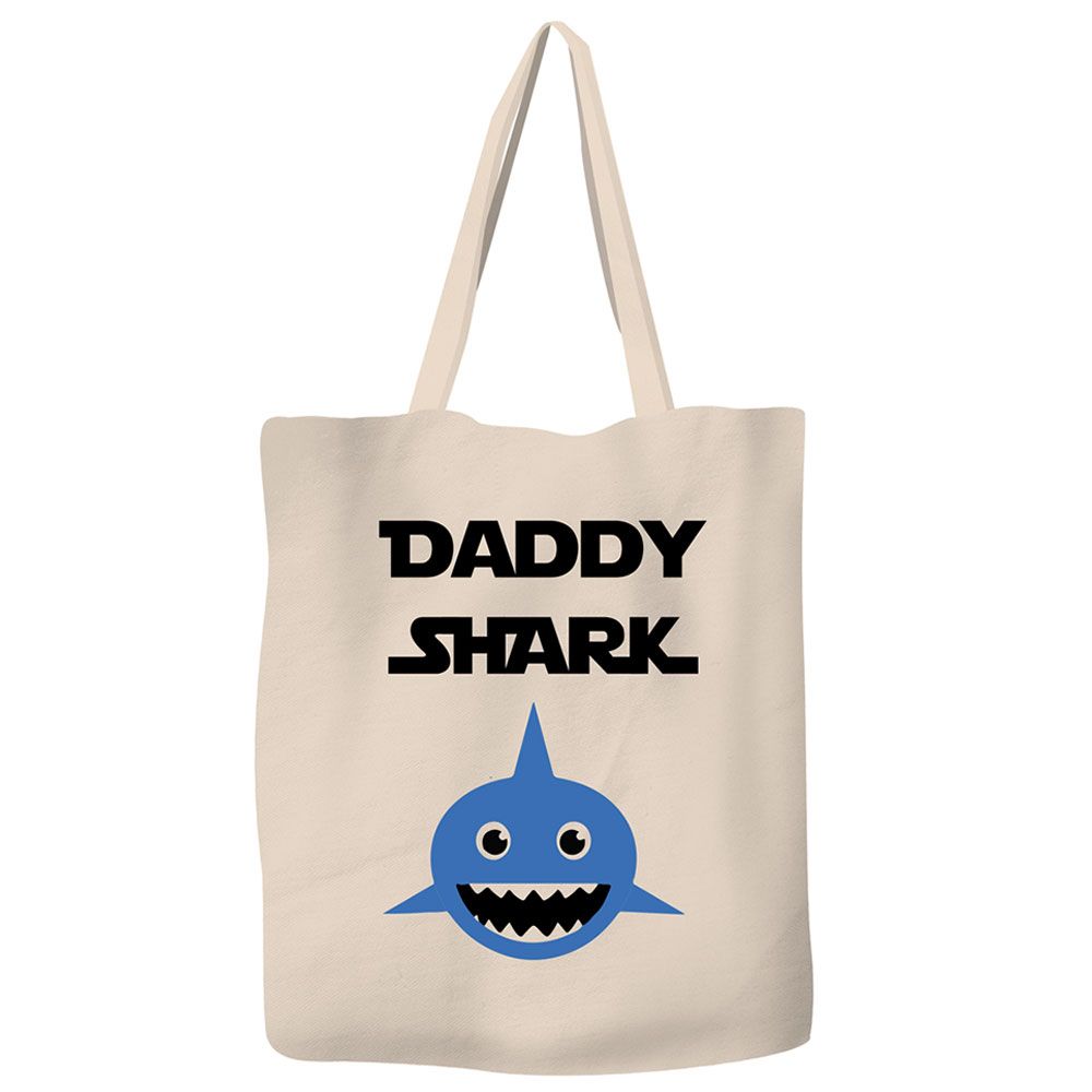 Save The Ocean - Durable Canvas Tote Eco Bag - Daddy Shark