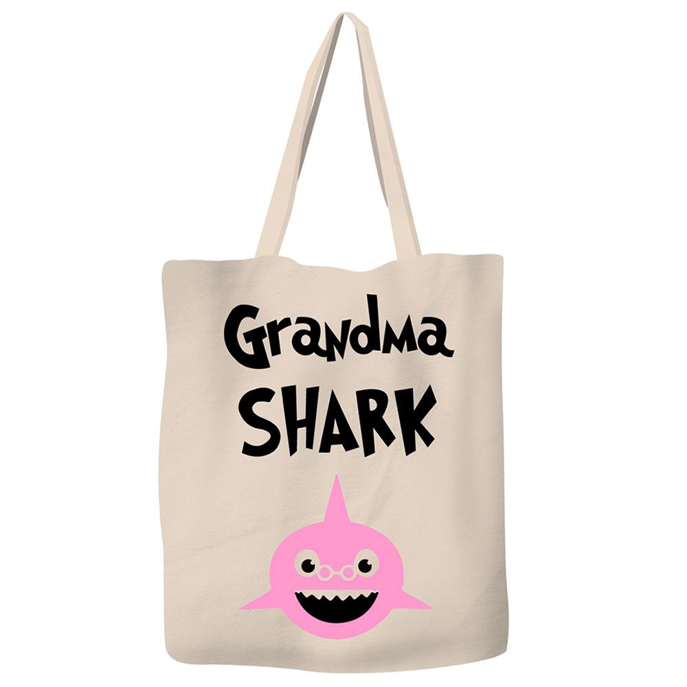 Save The Ocean - Durable Canvas Tote Eco Bag - Grandma Shark