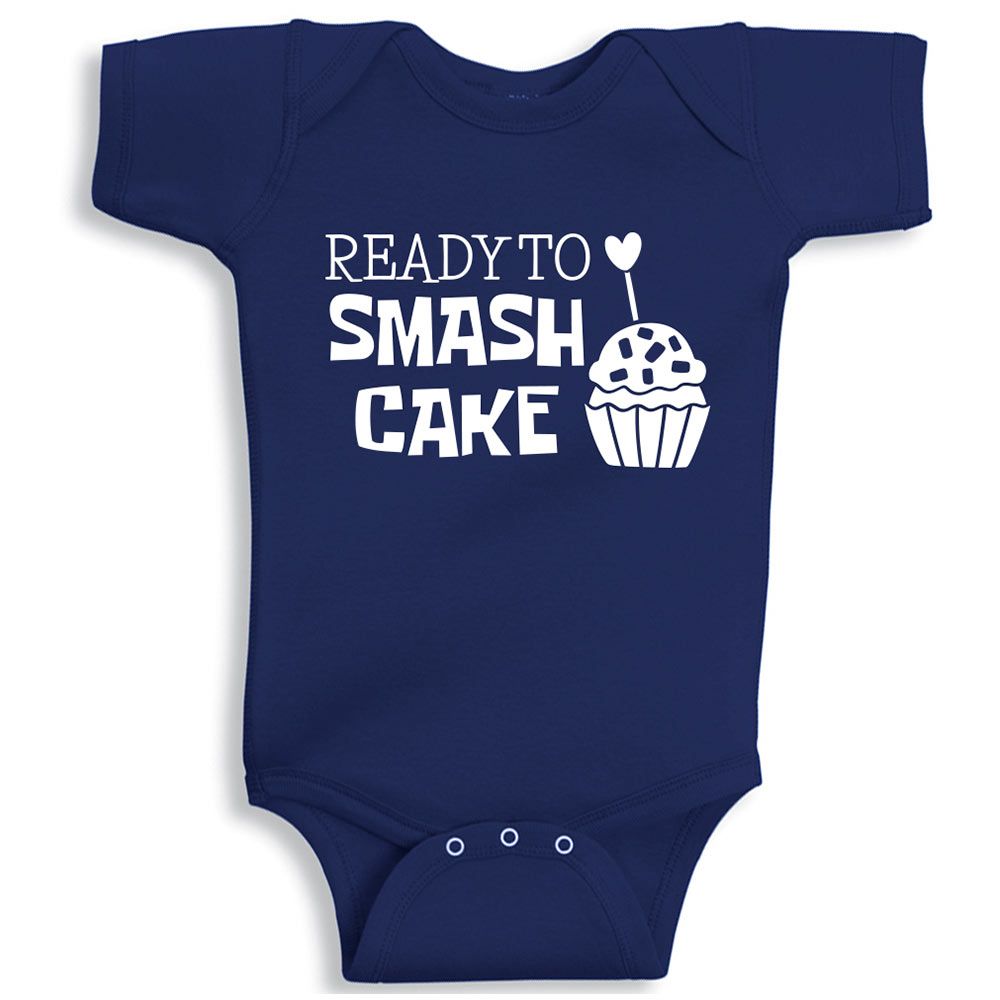 Twinkle Hands - Ready To Smash Cake Baby Onesie - Navy