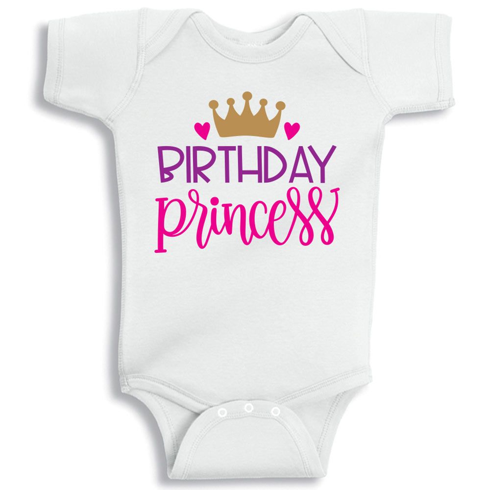 Twinkle Hands - Birthday Princess Baby Onesie - White