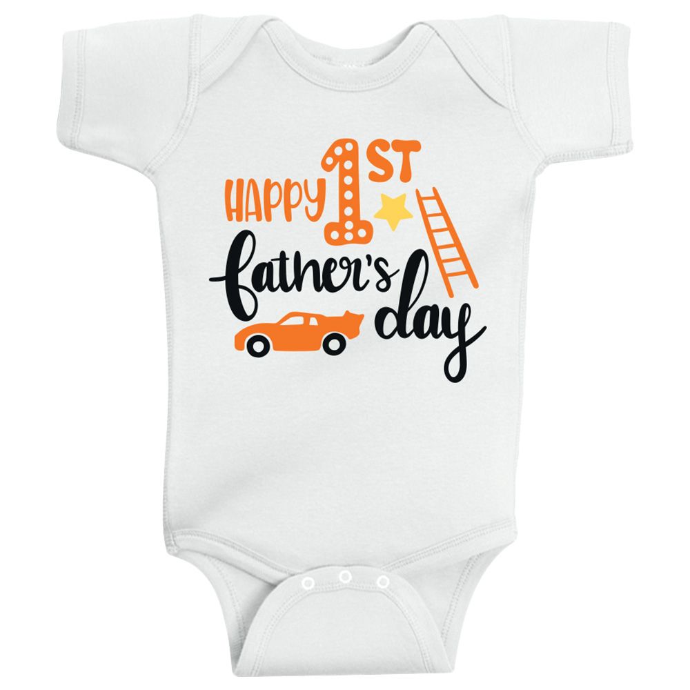 Twinkle Hands - Happy First Fathers Day Onesie - White