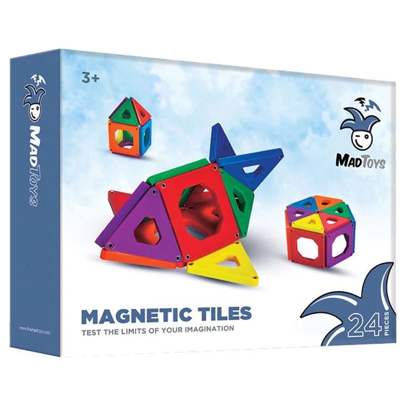 Mad Toys - Magnetic Square & Triangle Shaped Tiles - 24pcs