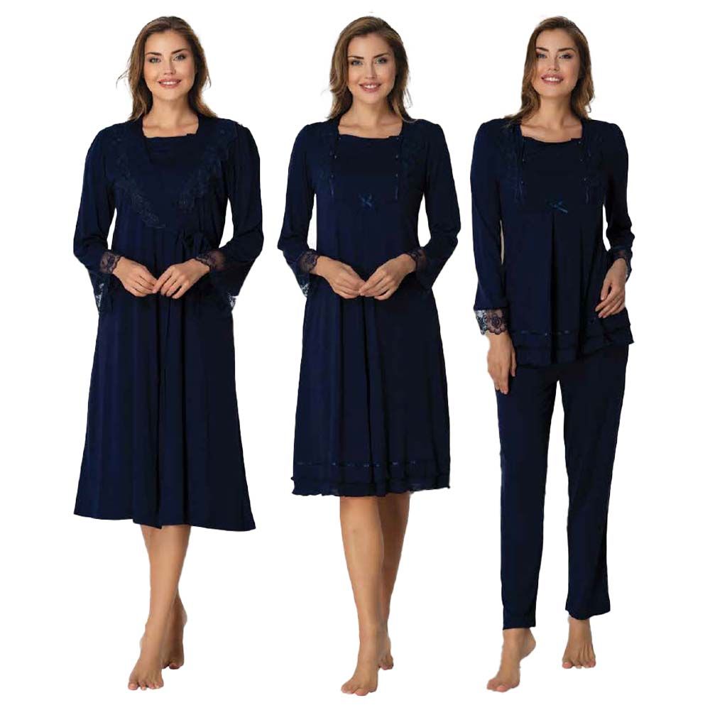 Mini Plum - 4pc-set - Maternity Nightwear Set - Navy Blue