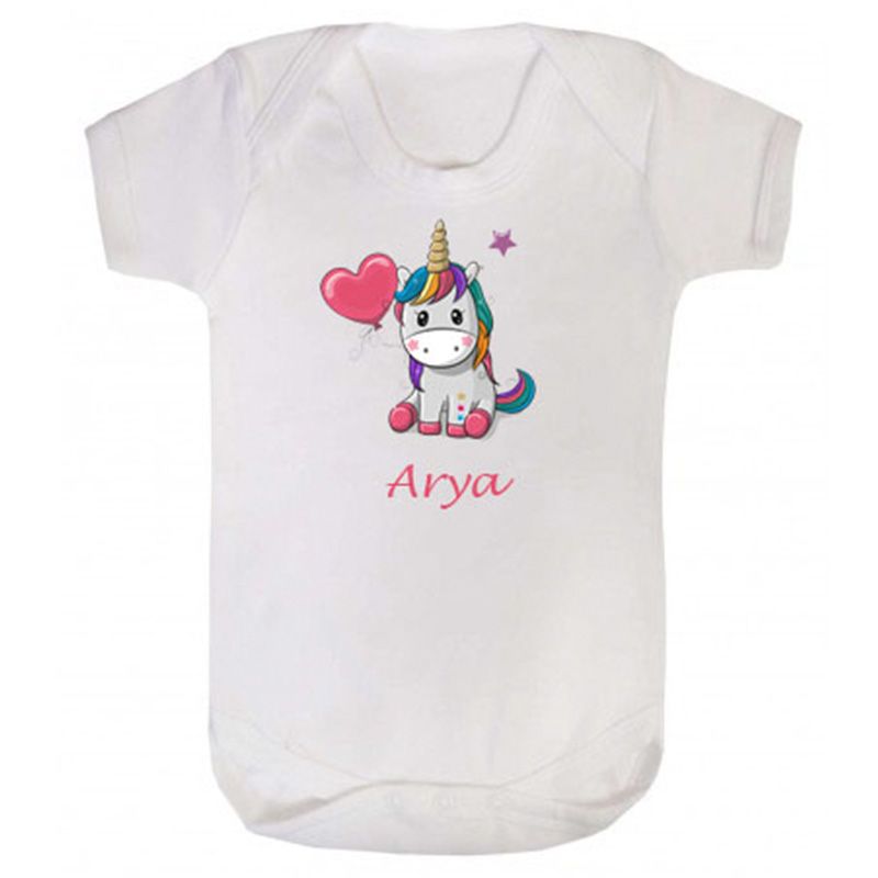 Mini Plum - Personalized Baby Bodysuit Unicorn Heart