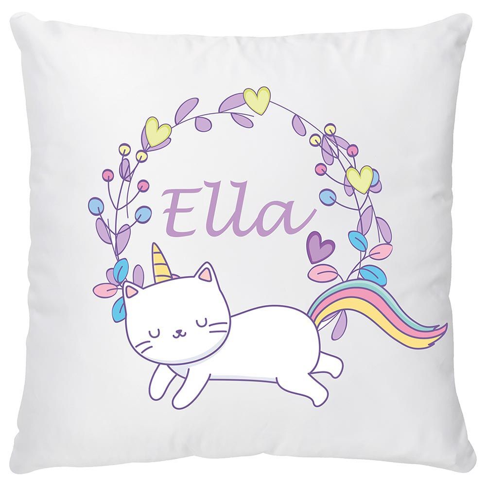 Mini Plum - Cushion Cover - Unicorn Kitty - White