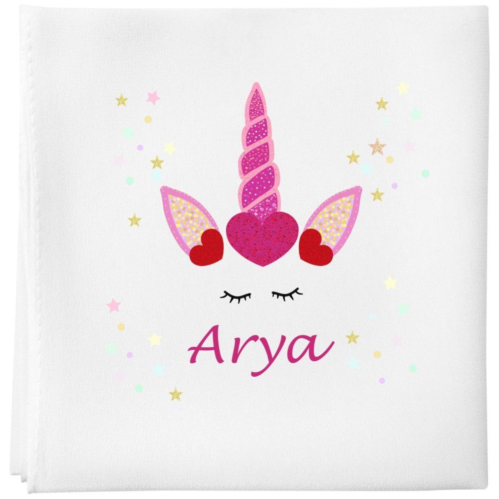 Mini Plum - Personalised Unicorn Baby Blanket - White