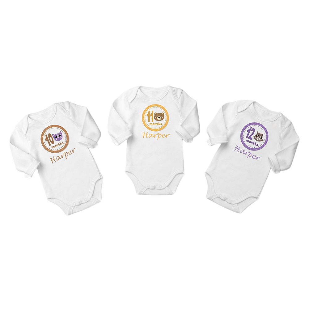 Mini Plum - Baby Bodysuit 3pc-Set - White 