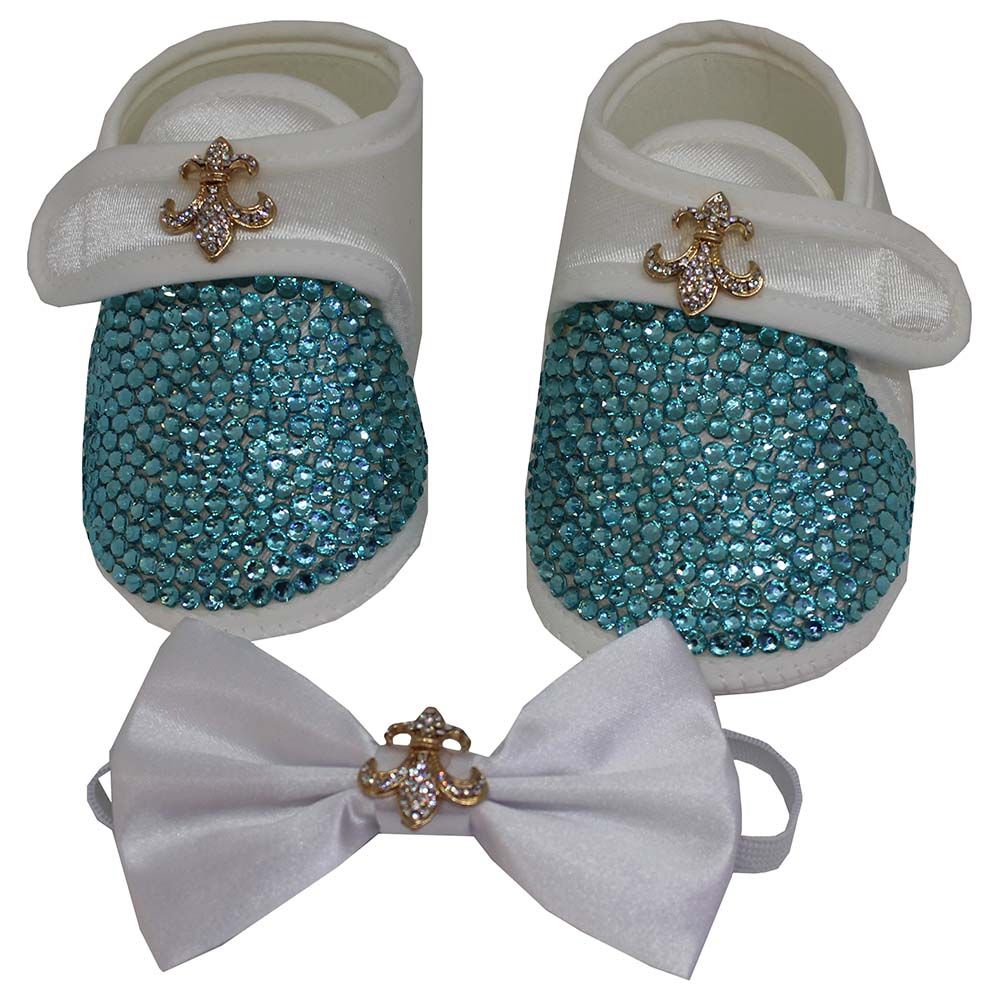 Mini Plum - Sailor Crystal Shoes & Bow Tie Set - Blue