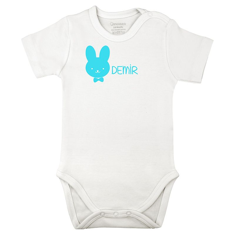 Mini Plum - Personalised Bunny Bodysuit - White