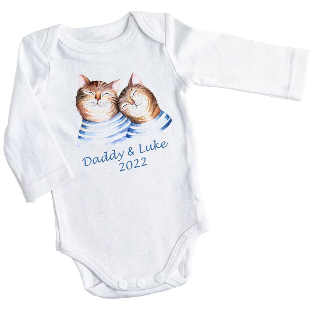 Mini Plum - Personalised Fathers Day Cat Print  Bodysuit