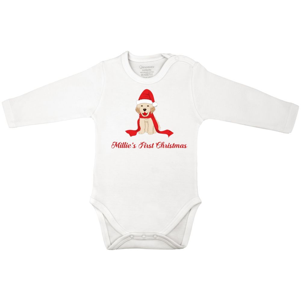 Mini Plum - Personalised Christmas Puppy Bodysuit