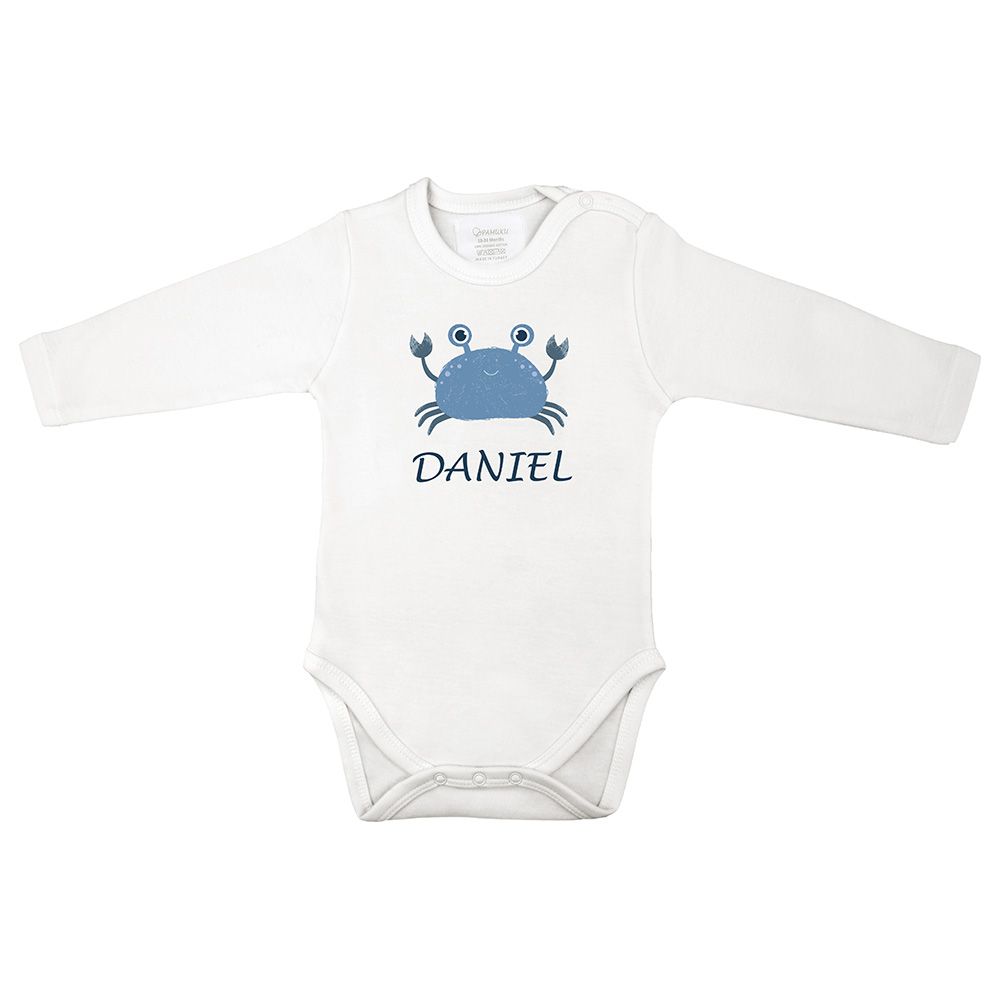 Mini Plum - Blue Crab Personalized Baby Bodysuit