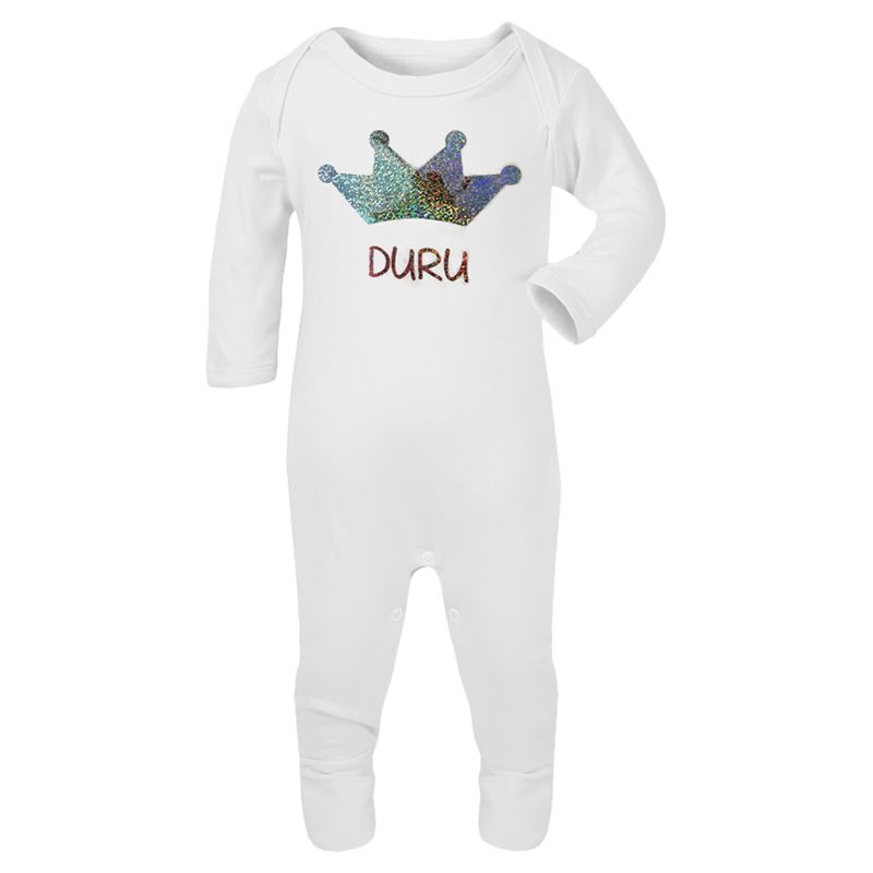 Mini Plum - Personalised Tiara Sleepsuit - White