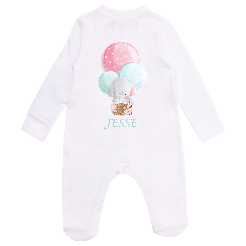 Mini Plum - Personalised Baby Sleepsuit- Elephant