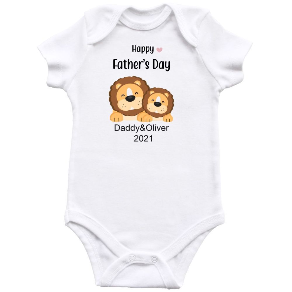 Mini Plum - Personalised Fathers Day Lion Print  Bodysuit