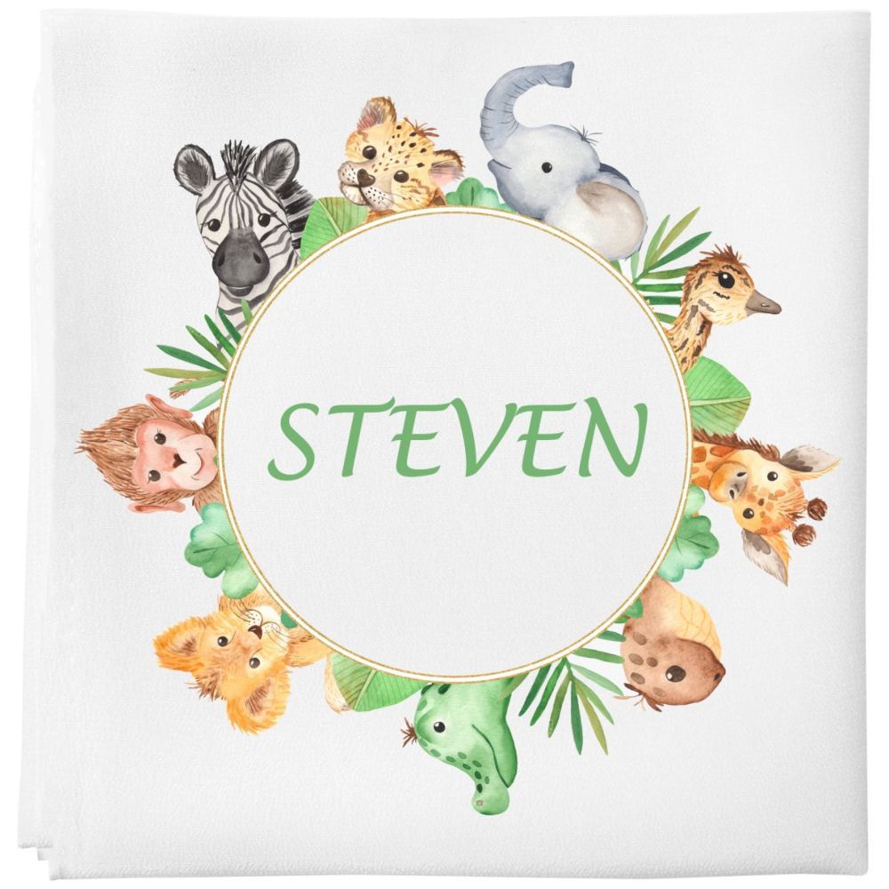 Mini Plum - Personalised Forest Baby Blanket - White