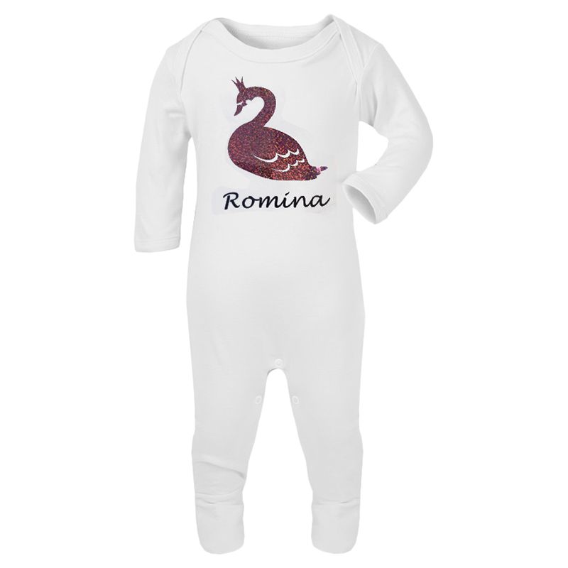 Mini Plum - Personalised Flamingo Sleepsuit - White