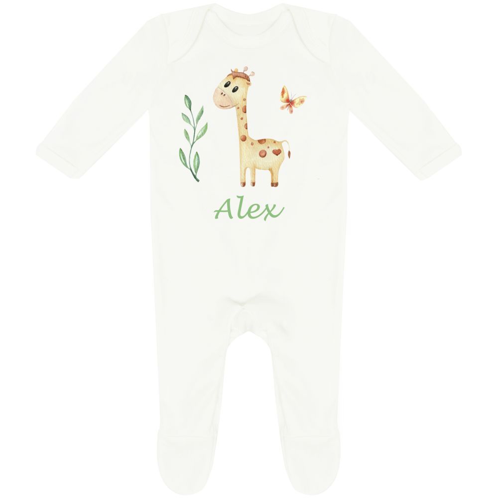 Mini Plum - Personalised Giraffe Baby Romper