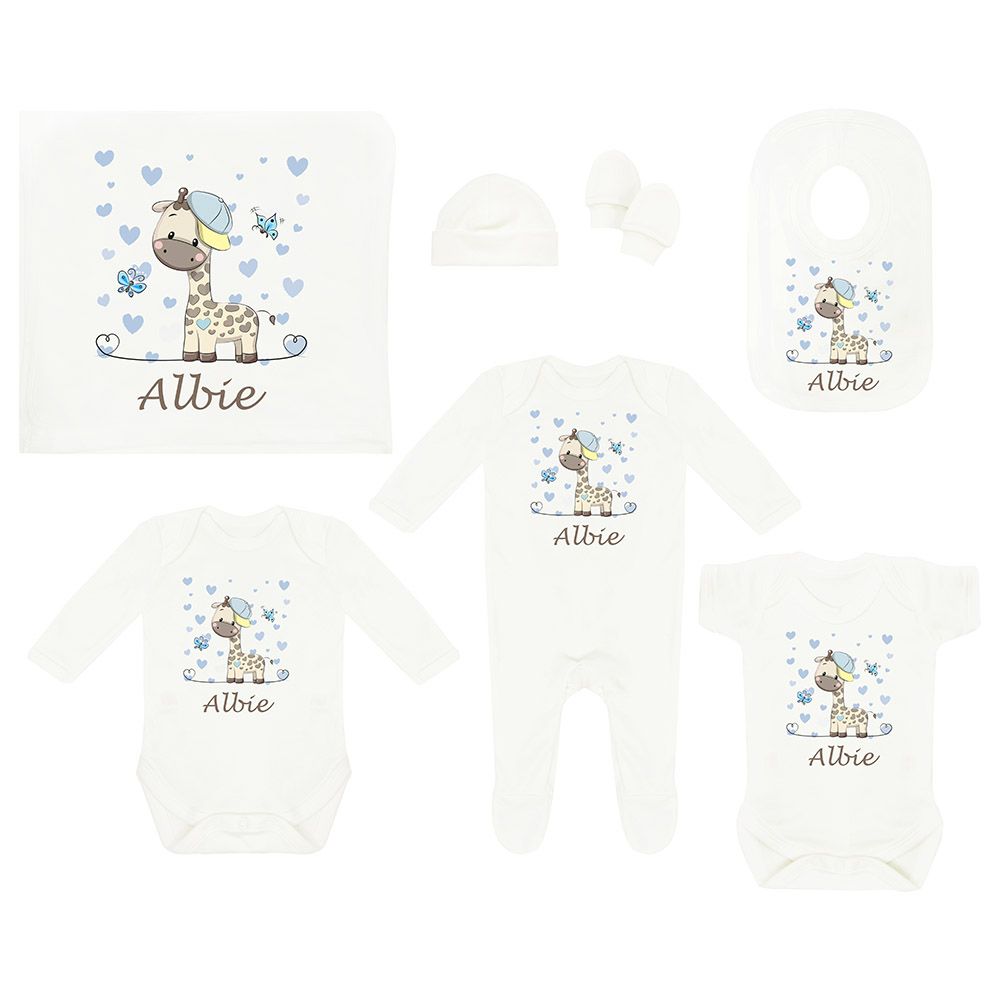 Mini Plum - Giraffe Personalised Baby Set 7 Pieces