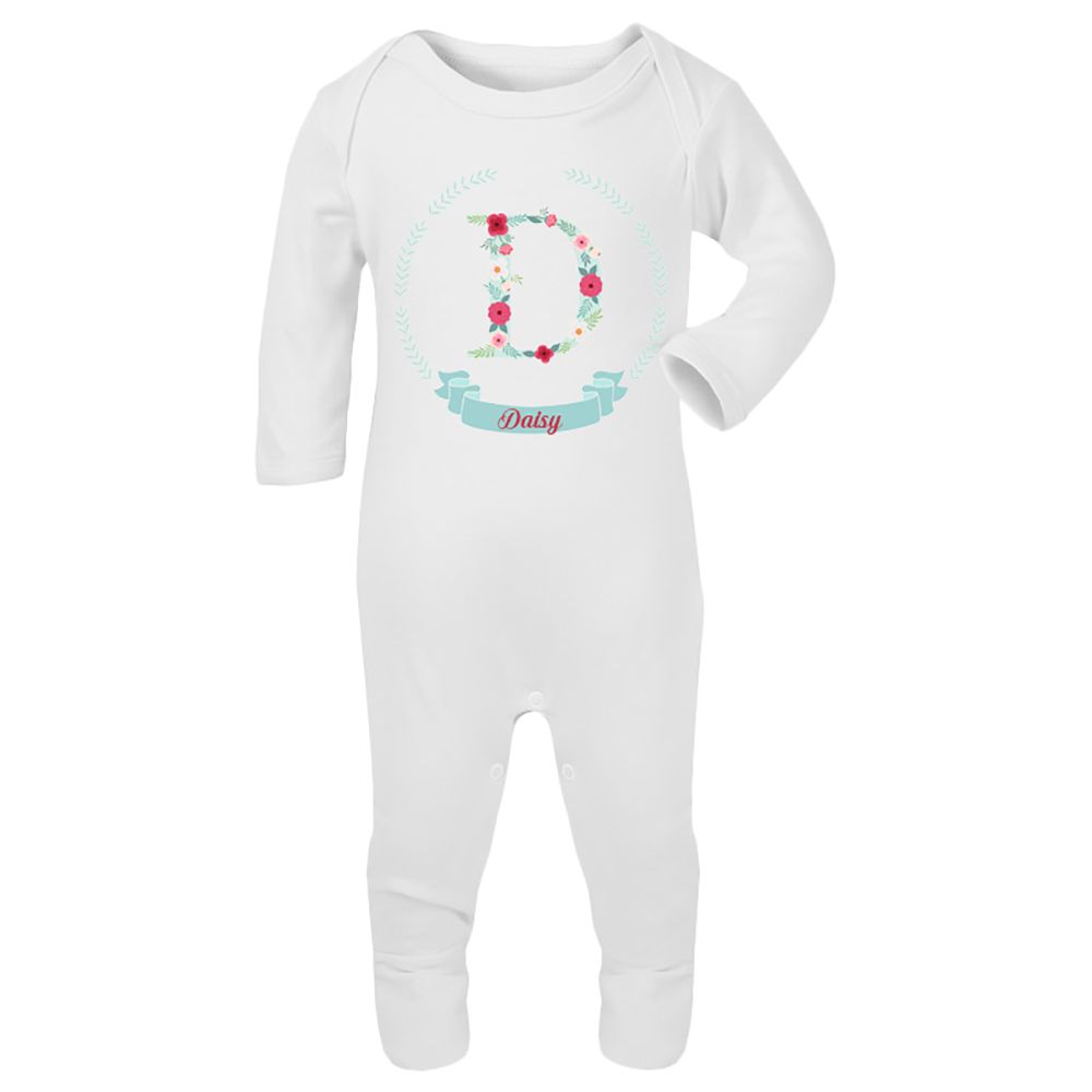 Mini Plum - Personalised Baby Sleepsuit- Initial