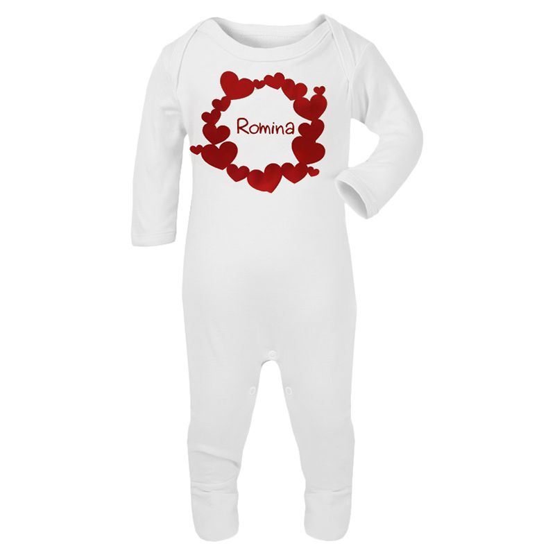 Mini Plum - Personalised Love Sleepsuit - White