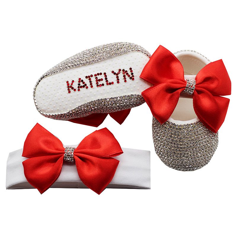 Mini Plum - Personalised Shoes & Headband Set - Red