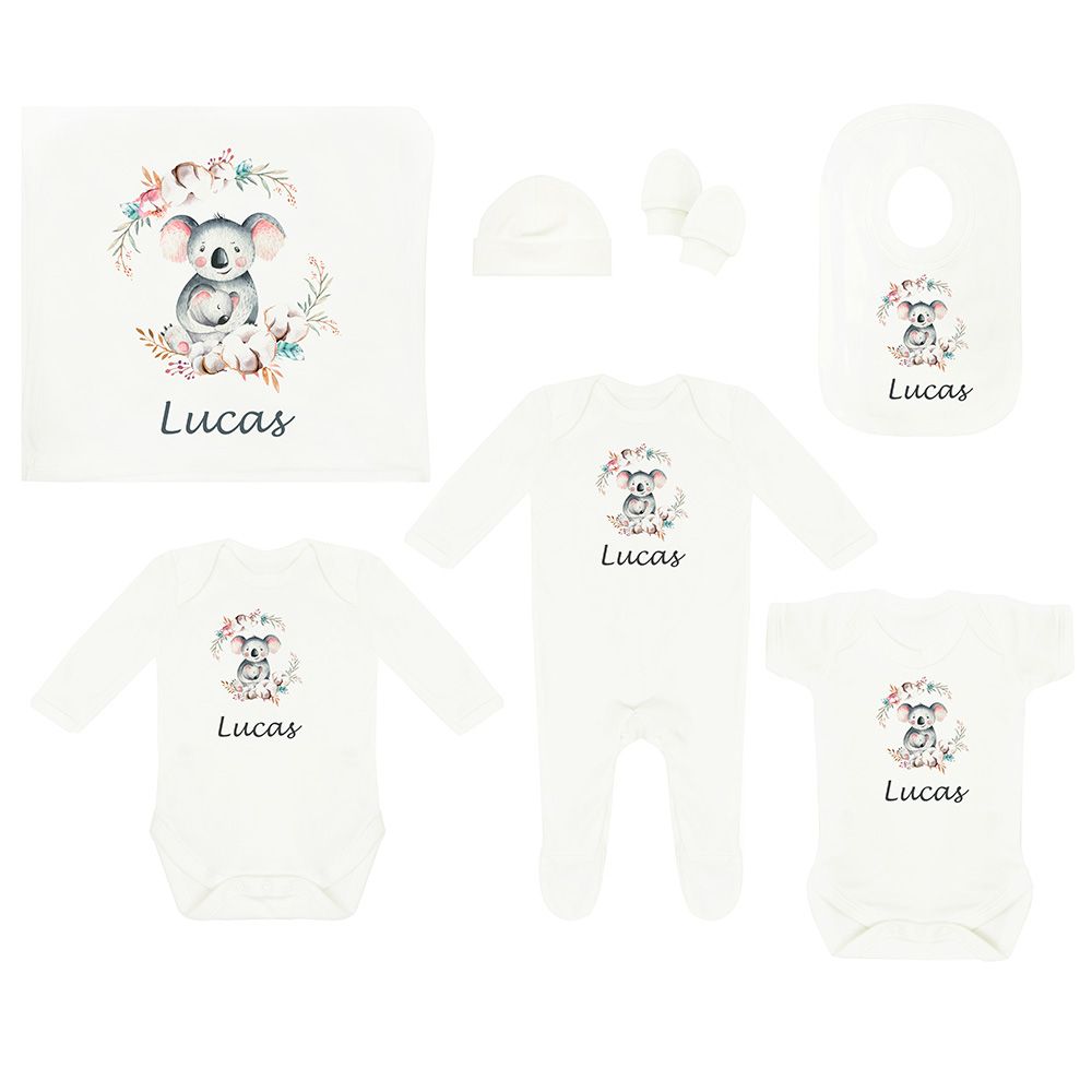 Mini Plum - Personalised Koala Newborn Baby Set 7pcs