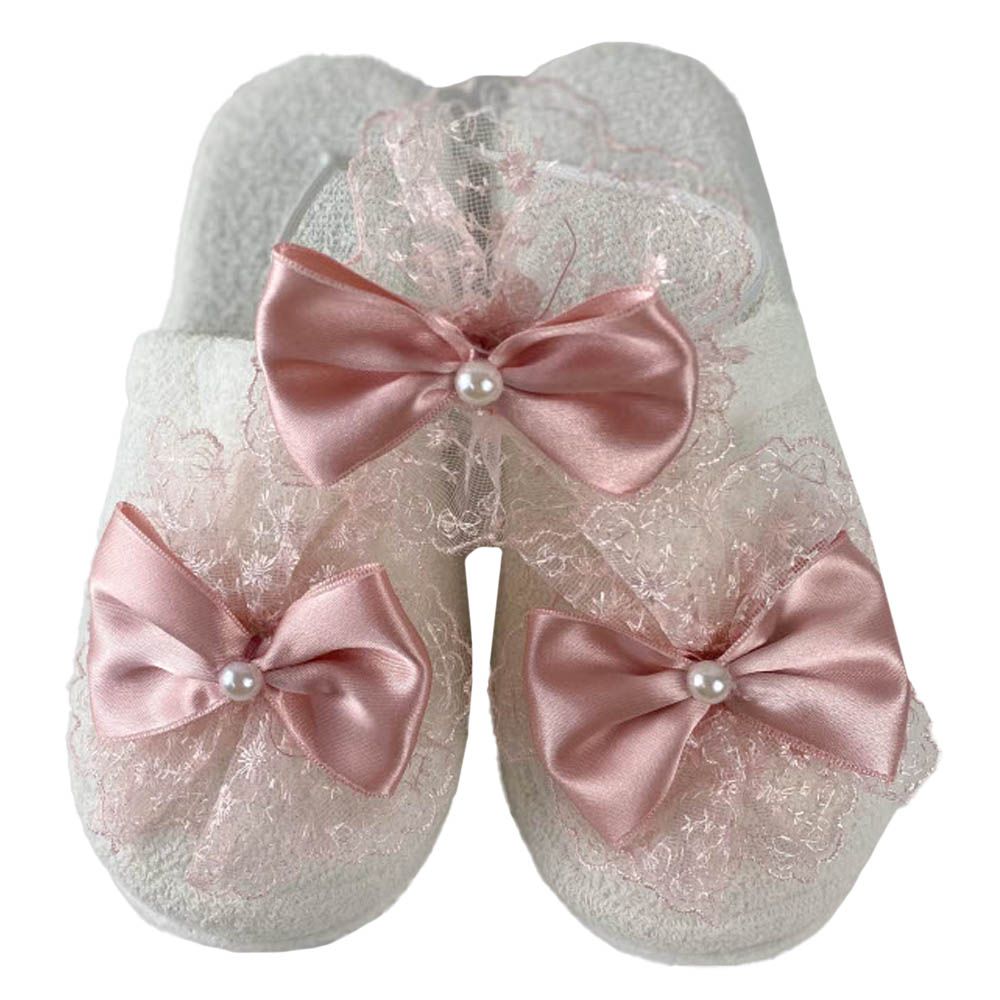 Mini Plum - Baby Shower Headband & Slippers w/ Bow - Pink