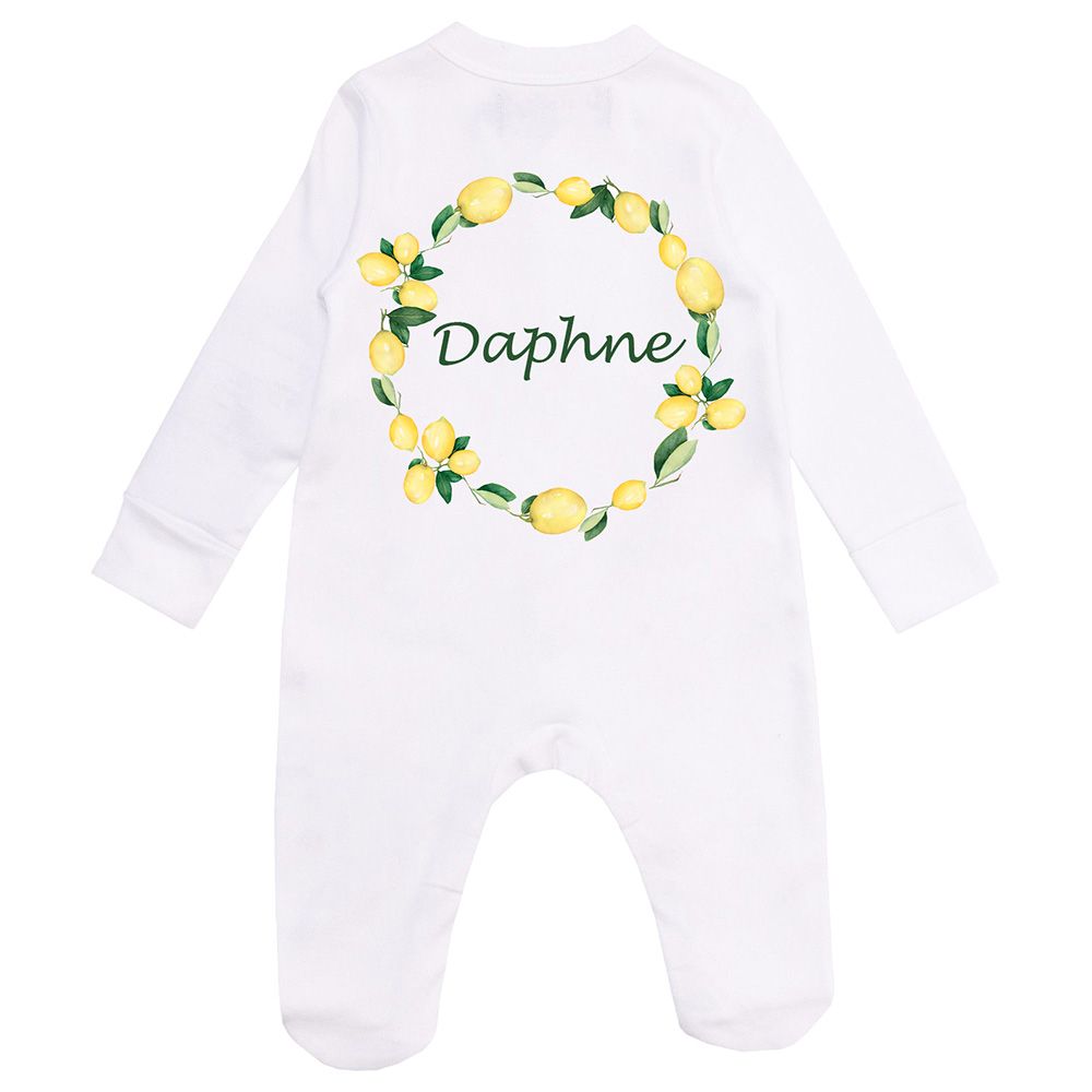 Mini Plum - Personalised Baby Sleepsuit- Lemons