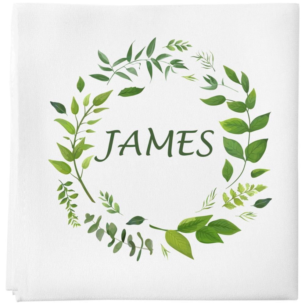 Mini Plum - Personalised Leaves Baby Blanket - White