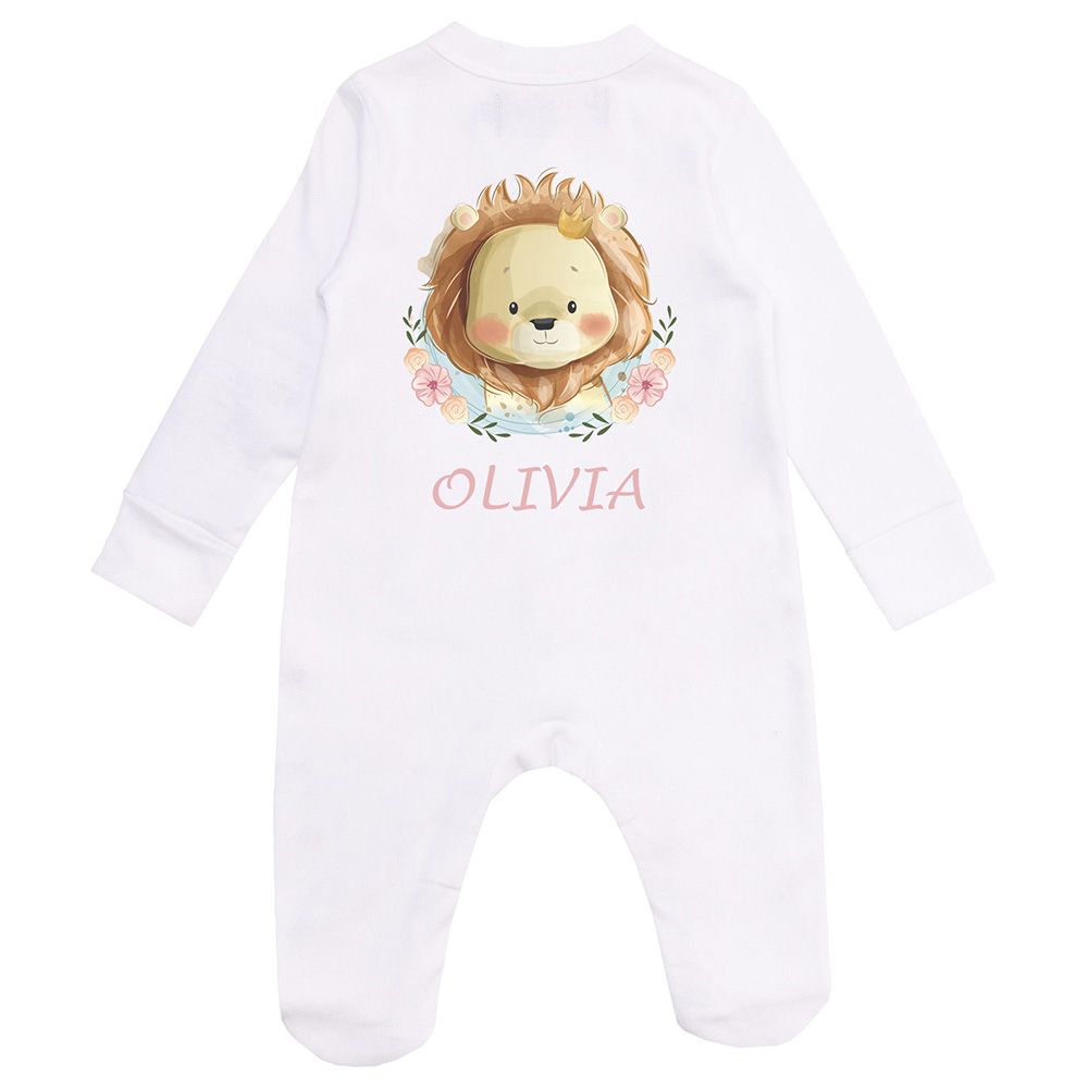 Mini Plum - Personalised Baby Sleepsuit- Lion