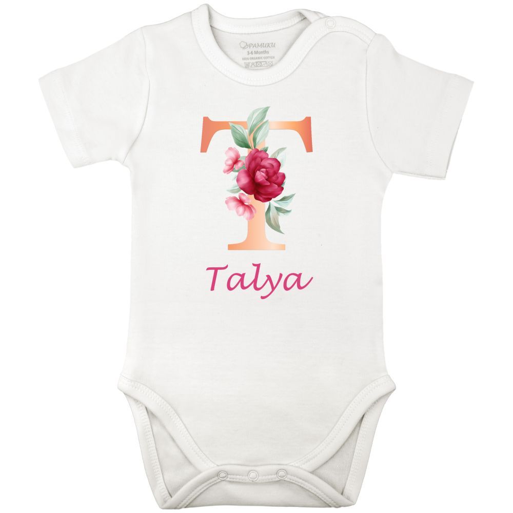 Mini Plum - Personalised Monogram Flower Bodysuit