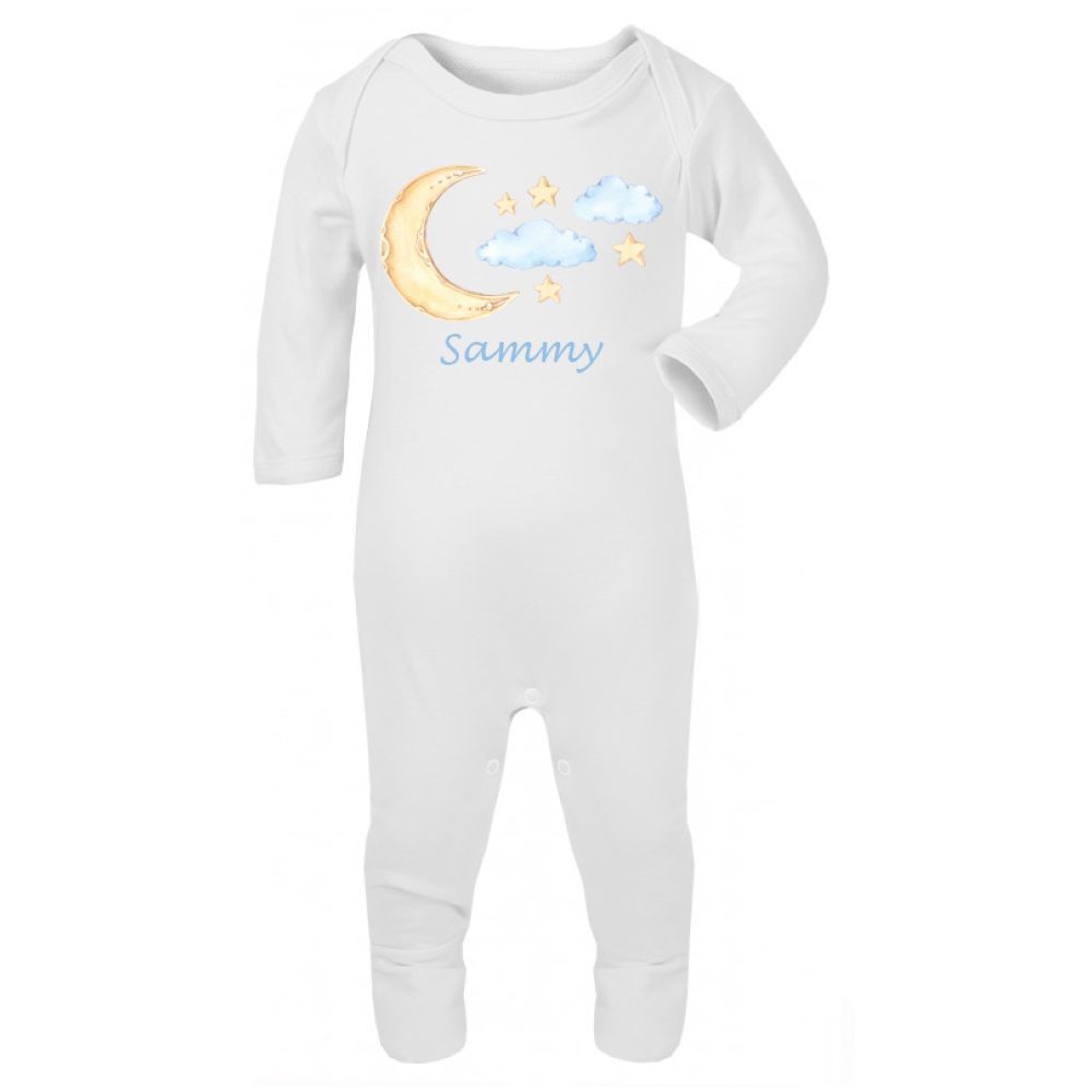 Mini Plum - Personalised Moon And Star Baby Romper