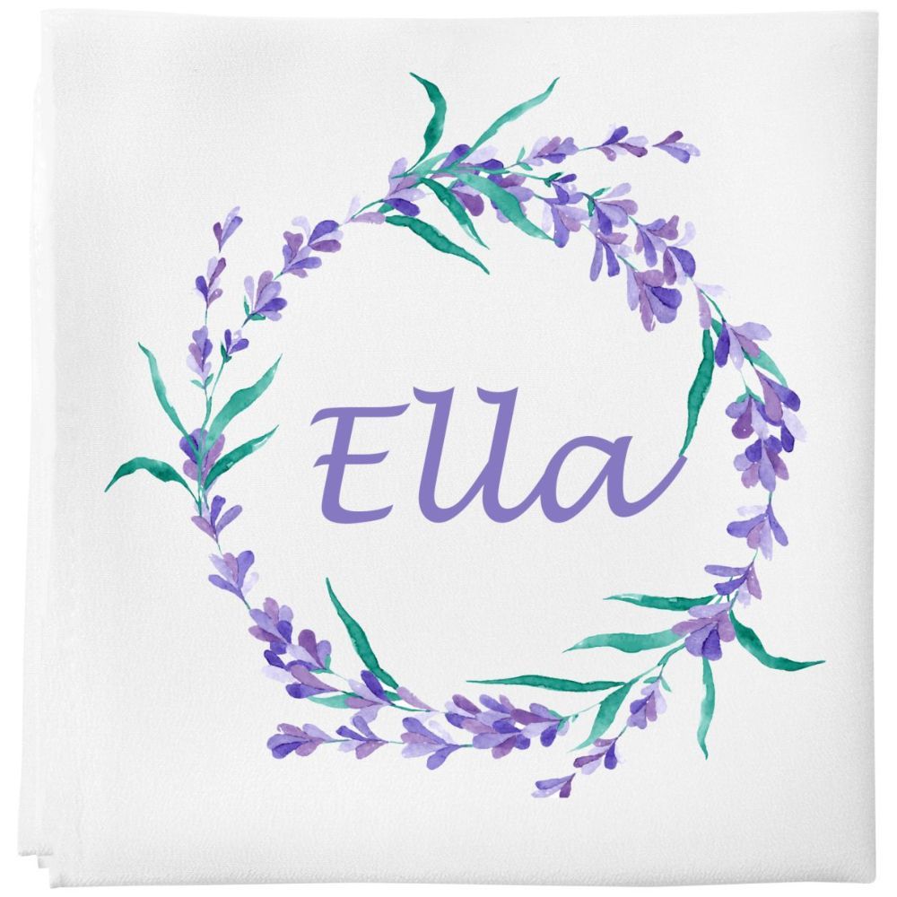 Mini Plum - Personalised Lavender Baby Blanket - White