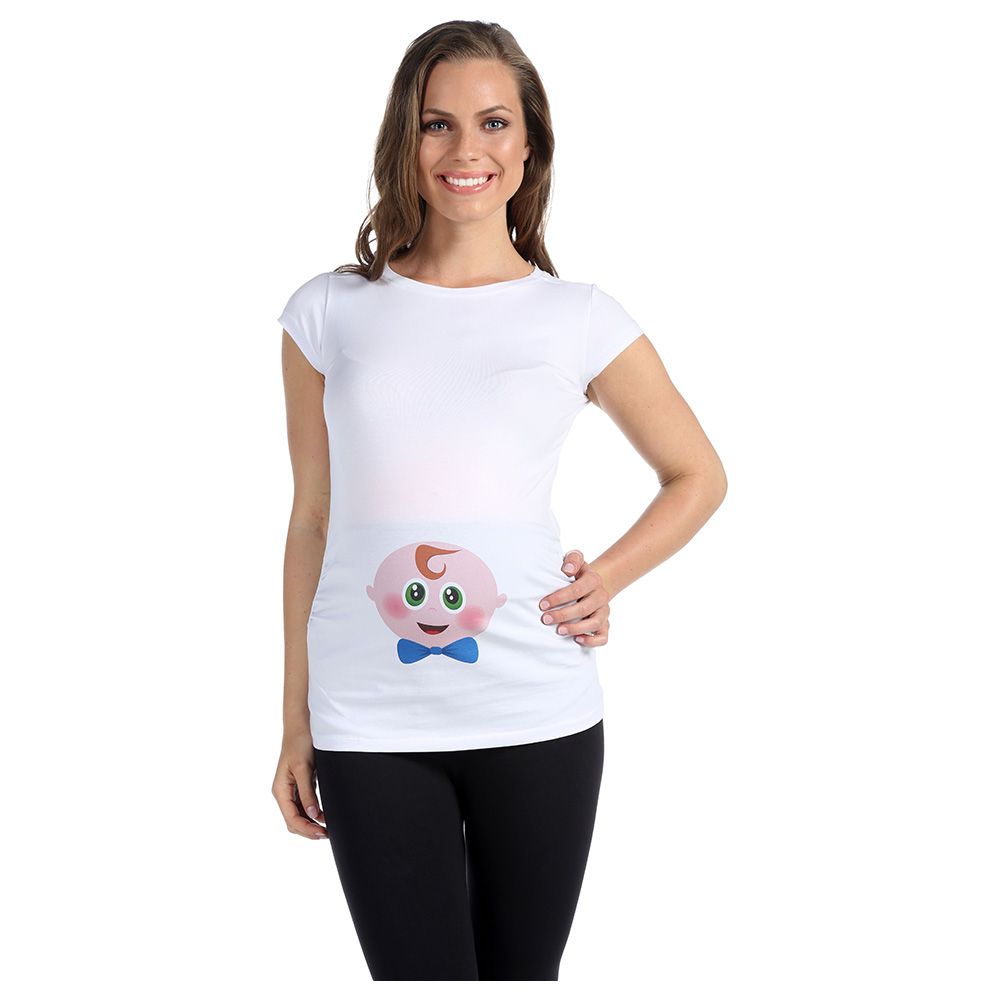 Mini Plum - It's A Boy Maternity Top - White