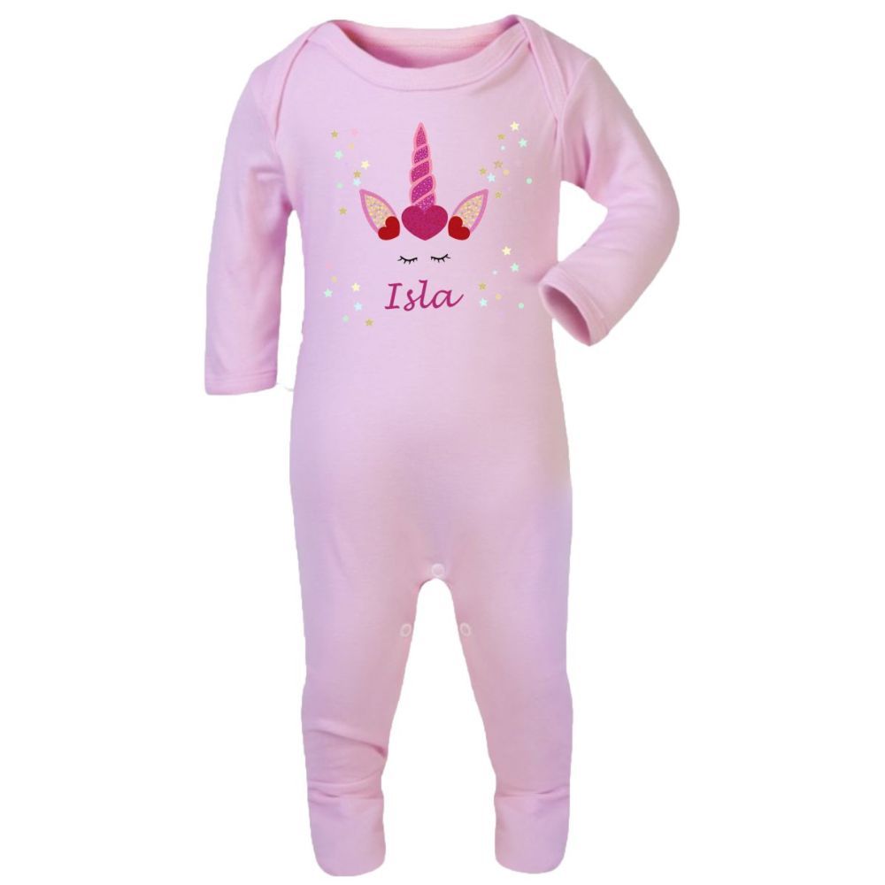 Mini Plum - Personalised Unicorn Bodysuit Set - Pink