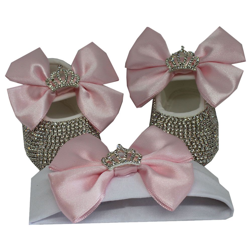 Mini Plum - Crystals Crown Charm Shoes & Headband Set