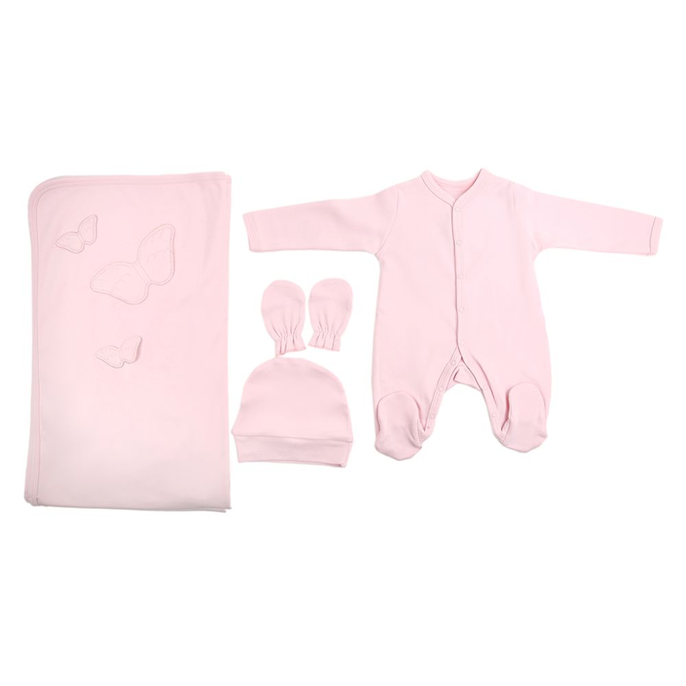 Mini Plum - Romper With Angel Wings 4pc-Set - Pink